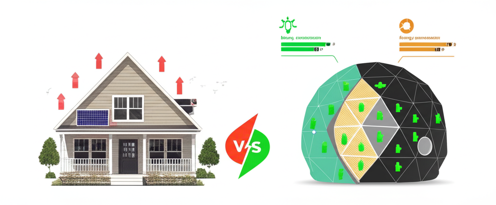 Eficiencia Energética: Domos Geodésicos vs Casas Tradicionales